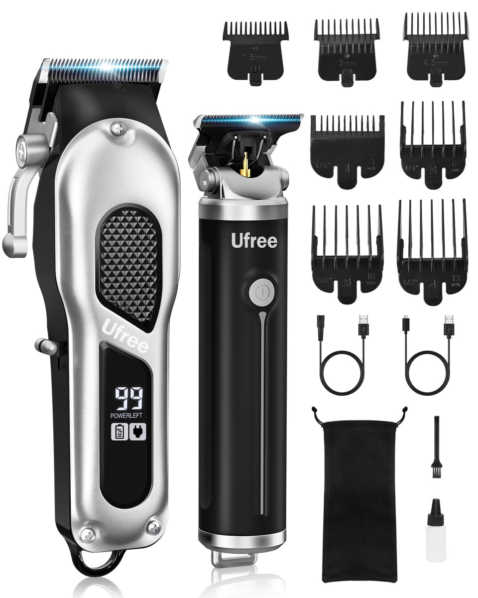 Ufree hair clippers set front view for precise home grooming options.