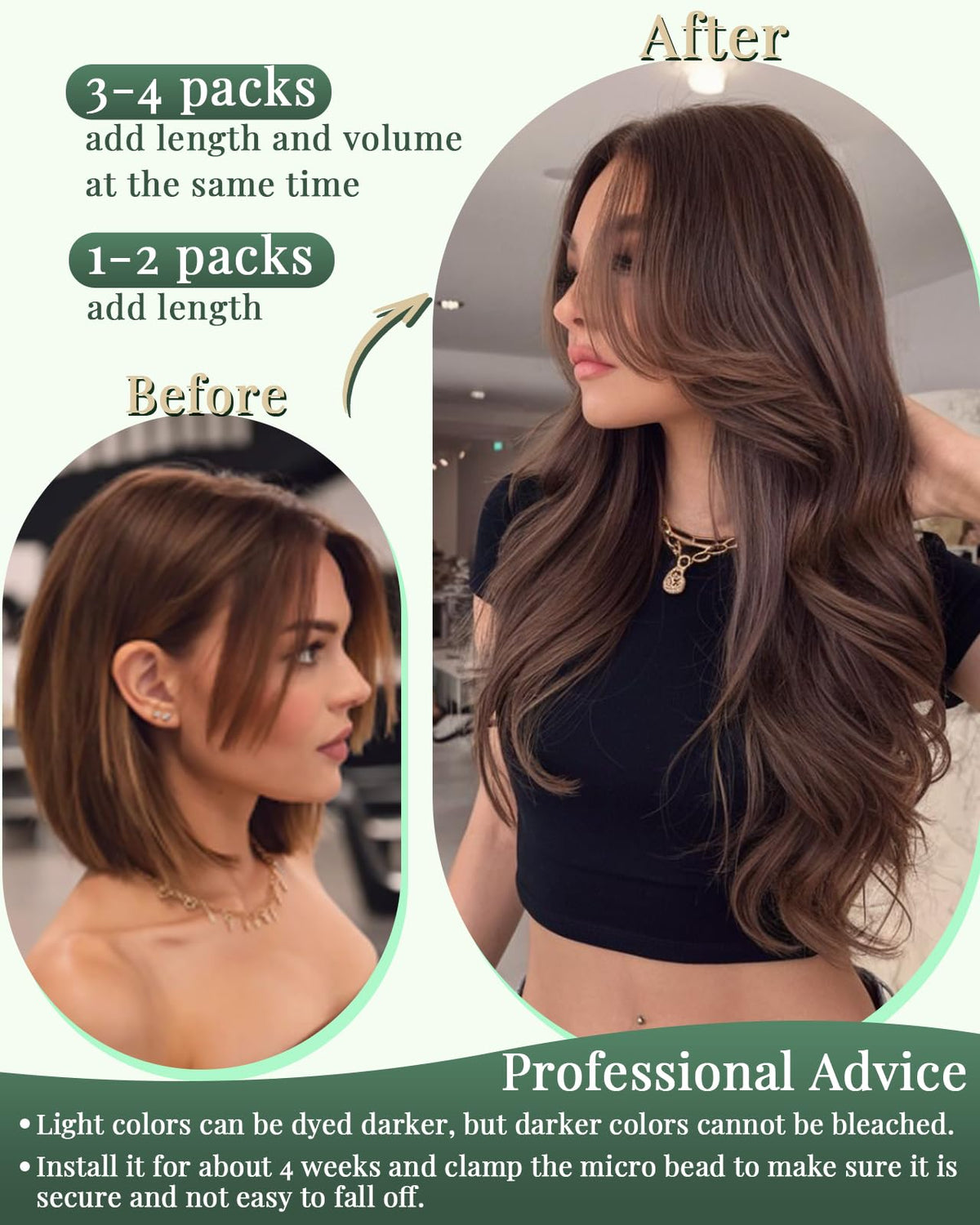 Ugeat color-matched extensions for easy shade coordination.