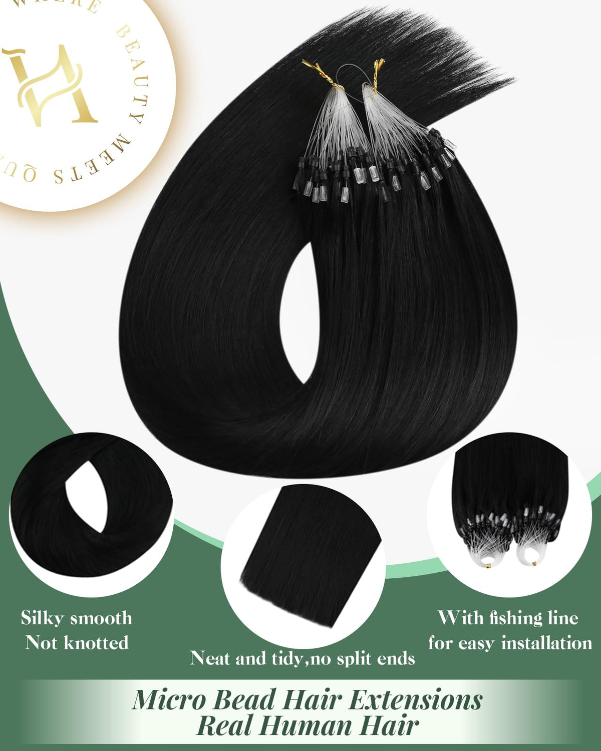Ugeat Micro Link Extensions black blend for seamless look.