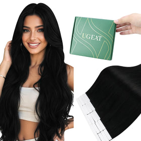 Ugeat jet black tape-in extensions pack for natural integration and easy styling