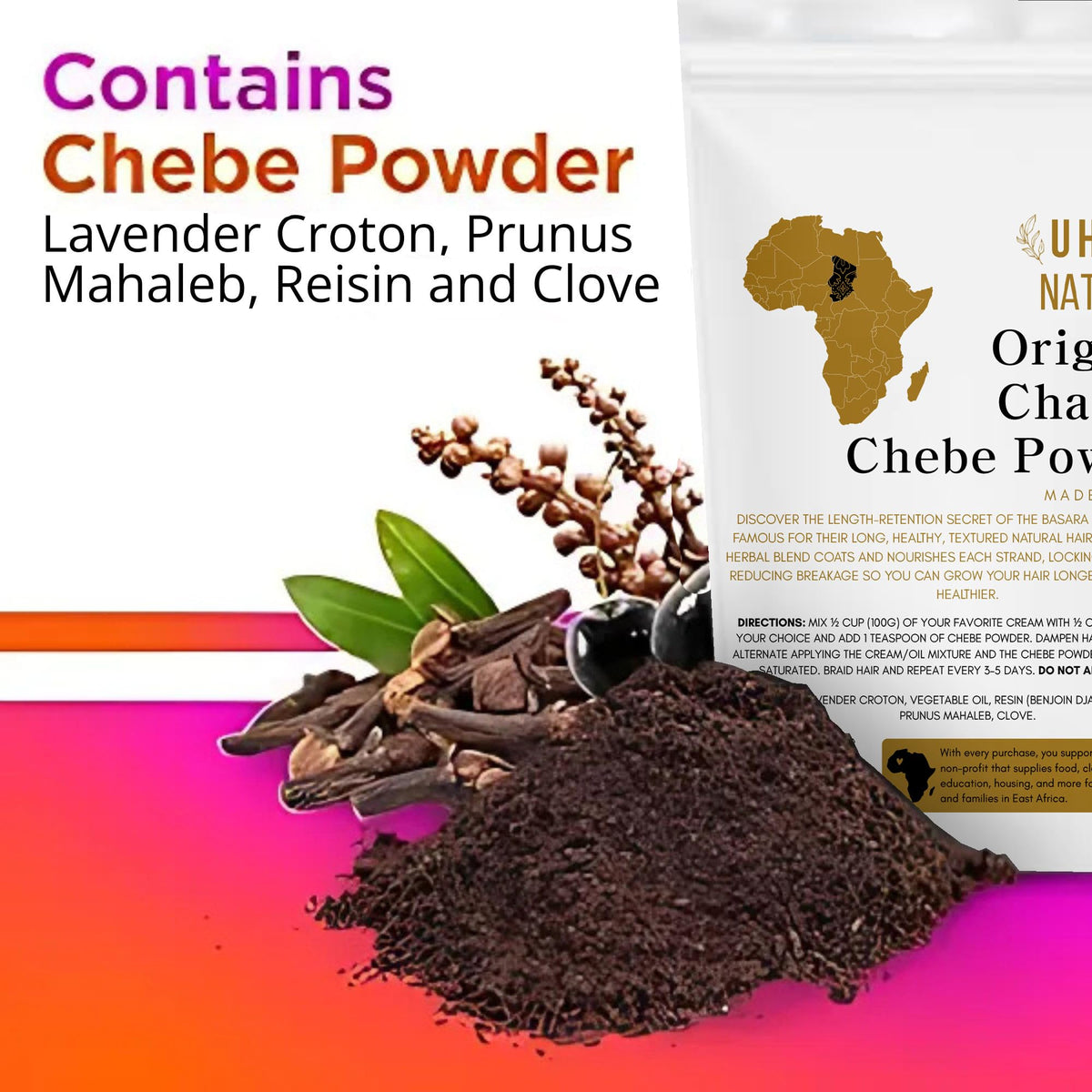 Uhuru Naturals Chebe powder being mixed with cream for application.