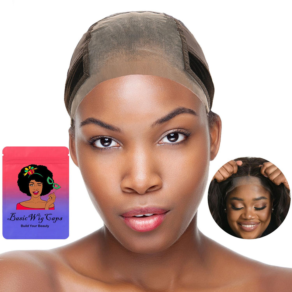 UIOOIU brown large wig grip cap with adjustable buckle for a secure non-slip fit.