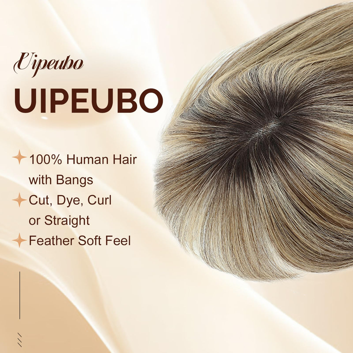 UIPEUBO real human hair topper blends with natural hair.