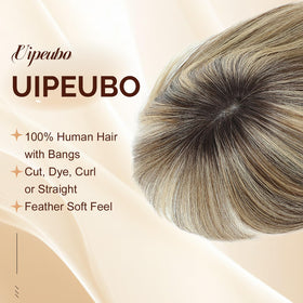 UIPEUBO real human hair topper blends with natural hair.