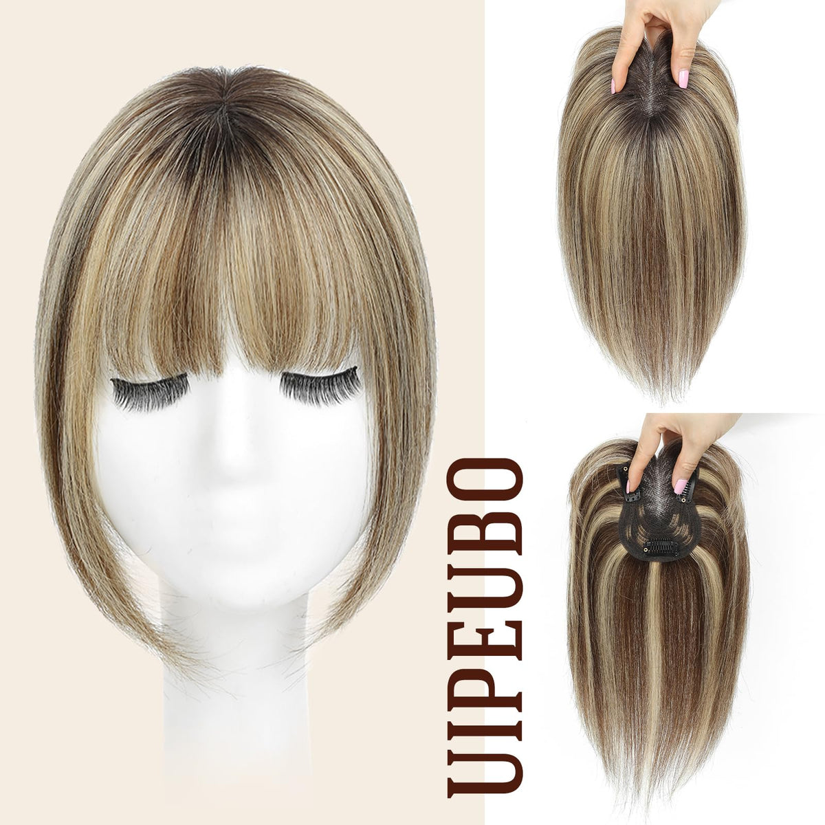 UIPEUBO Swiss lace base topper with breathable cap for comfort.
