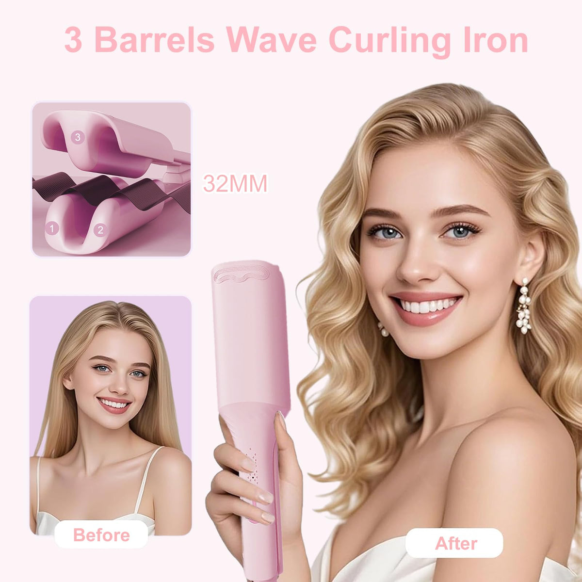 UJIO deep wave crimper 32mm for mermaid-like waves