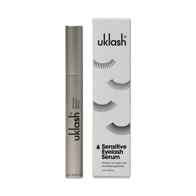 UKLASH Sensitive Eyelash Serum bottle highlights peptide formula for fuller lashes