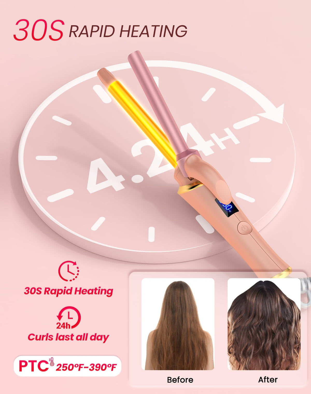 Ukliss Mini Curling Iron 13mm dual voltage label for world use.