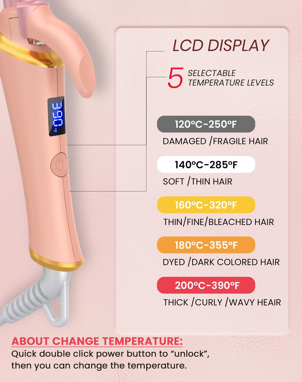 Ukliss Mini Curling Iron 13mm 30s heat-up display speeds up routines.
