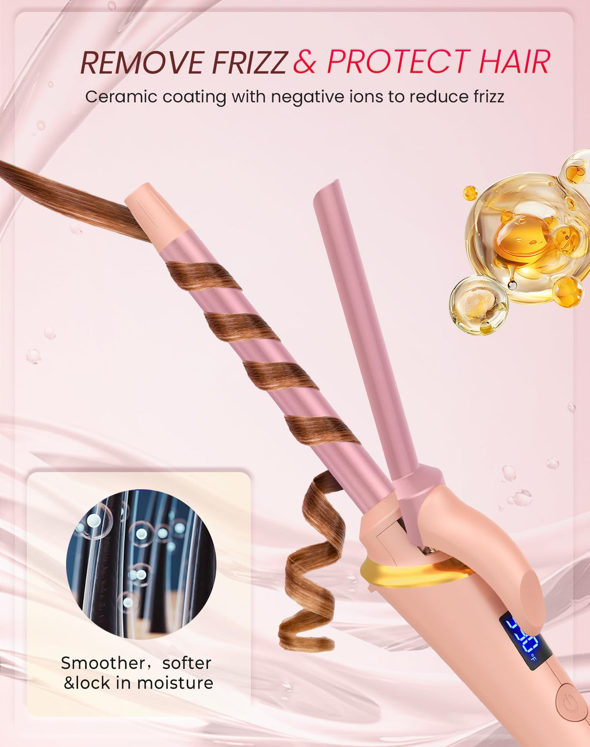 Ukliss Mini Curling Iron 13mm protective guard keeps skin safe.