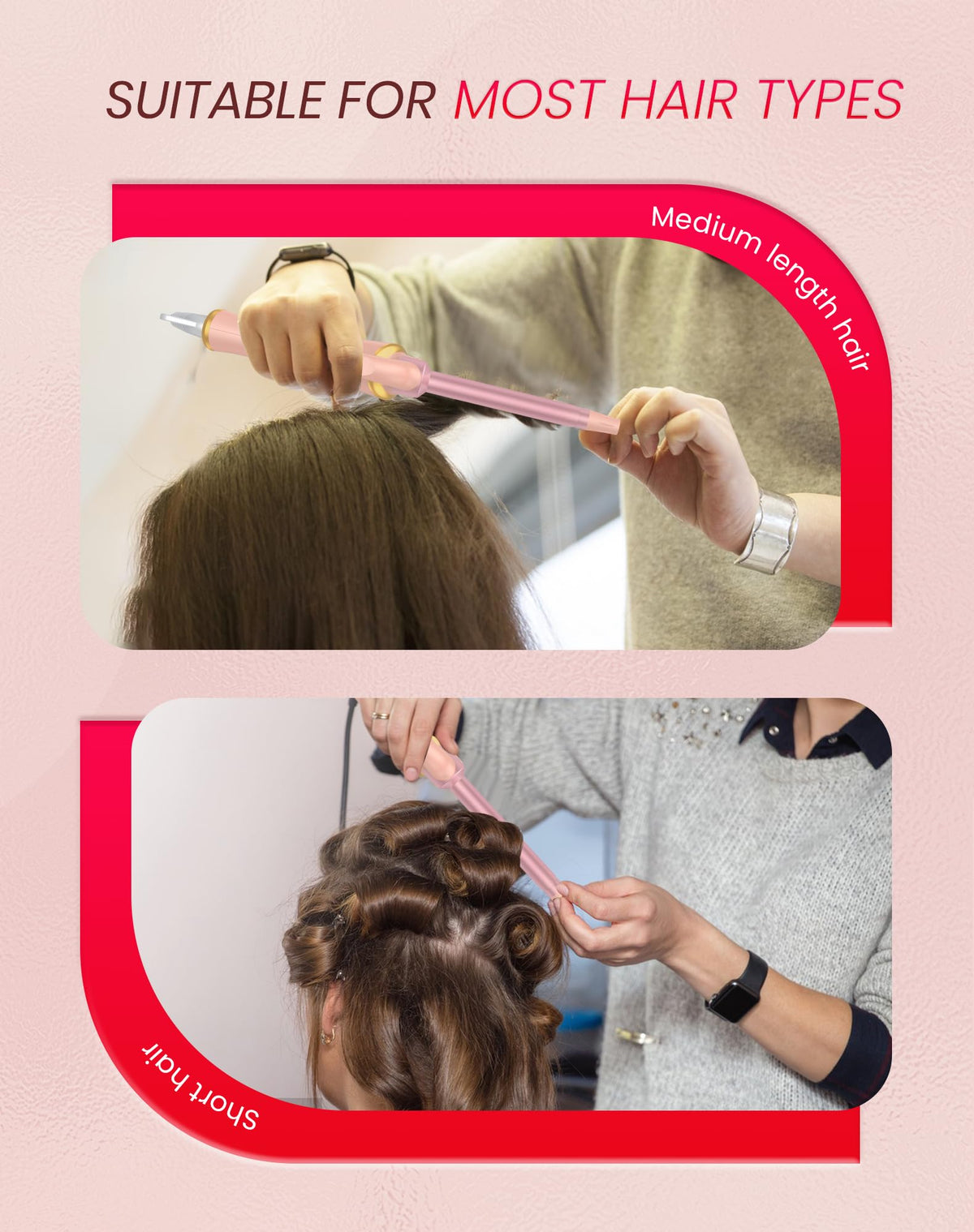 Ukliss Mini Curling Iron 13mm salon shine on short hair.
