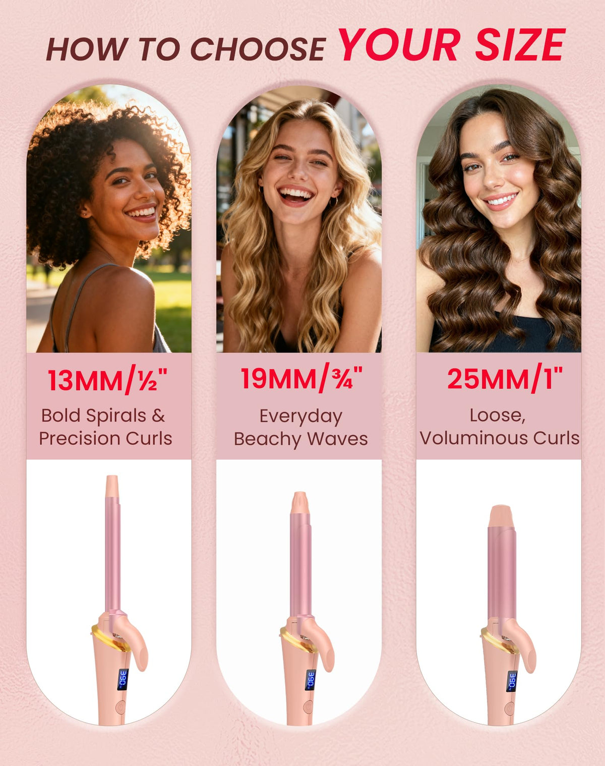 Ukliss Mini Curling Iron 13mm side view shows portable styling on the go.