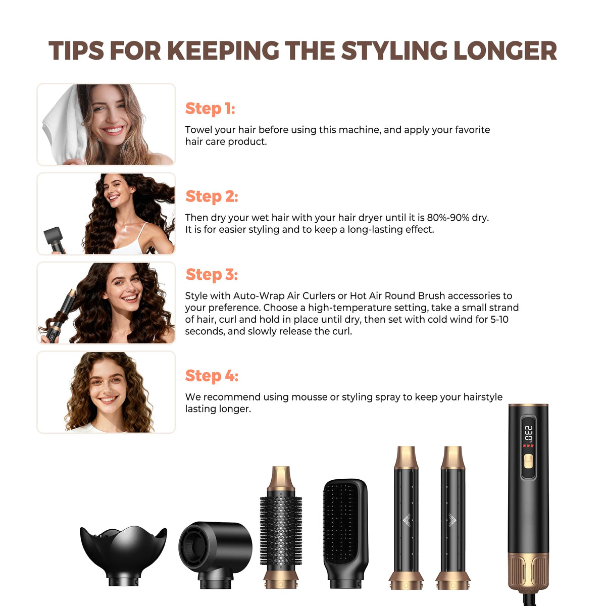 UKLISS 360 swivel cord to prevent tangling during styling