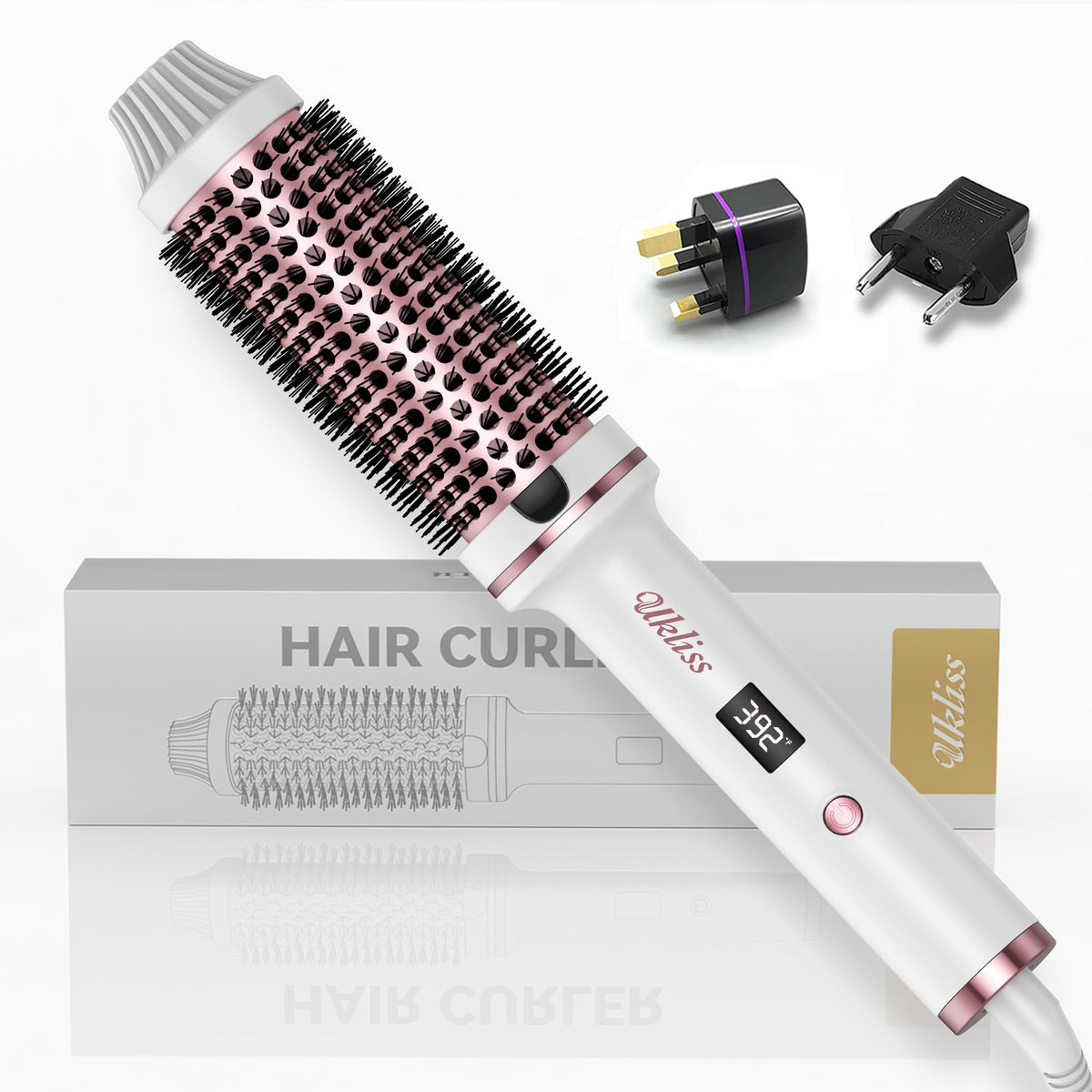 UKLISS Thermal Brush barrel closeup highlighting ionic ceramic for frizz reduction