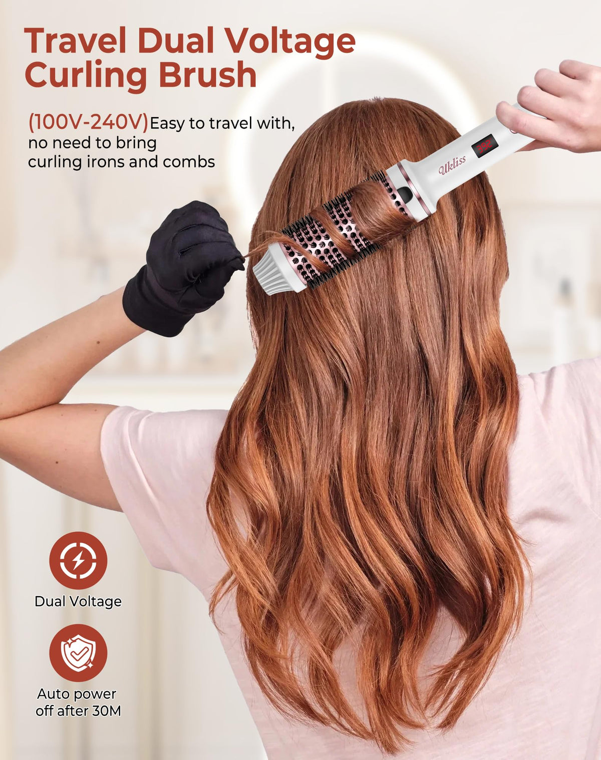 UKLISS Thermal Brush in hand for quick curls on the go