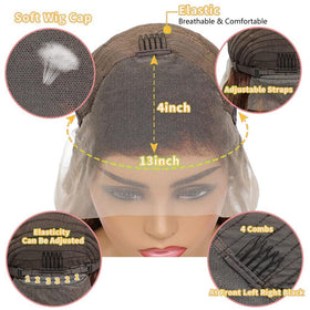 Ulaphence 13x4 lace-front wig brown roots detail supports easy blending.