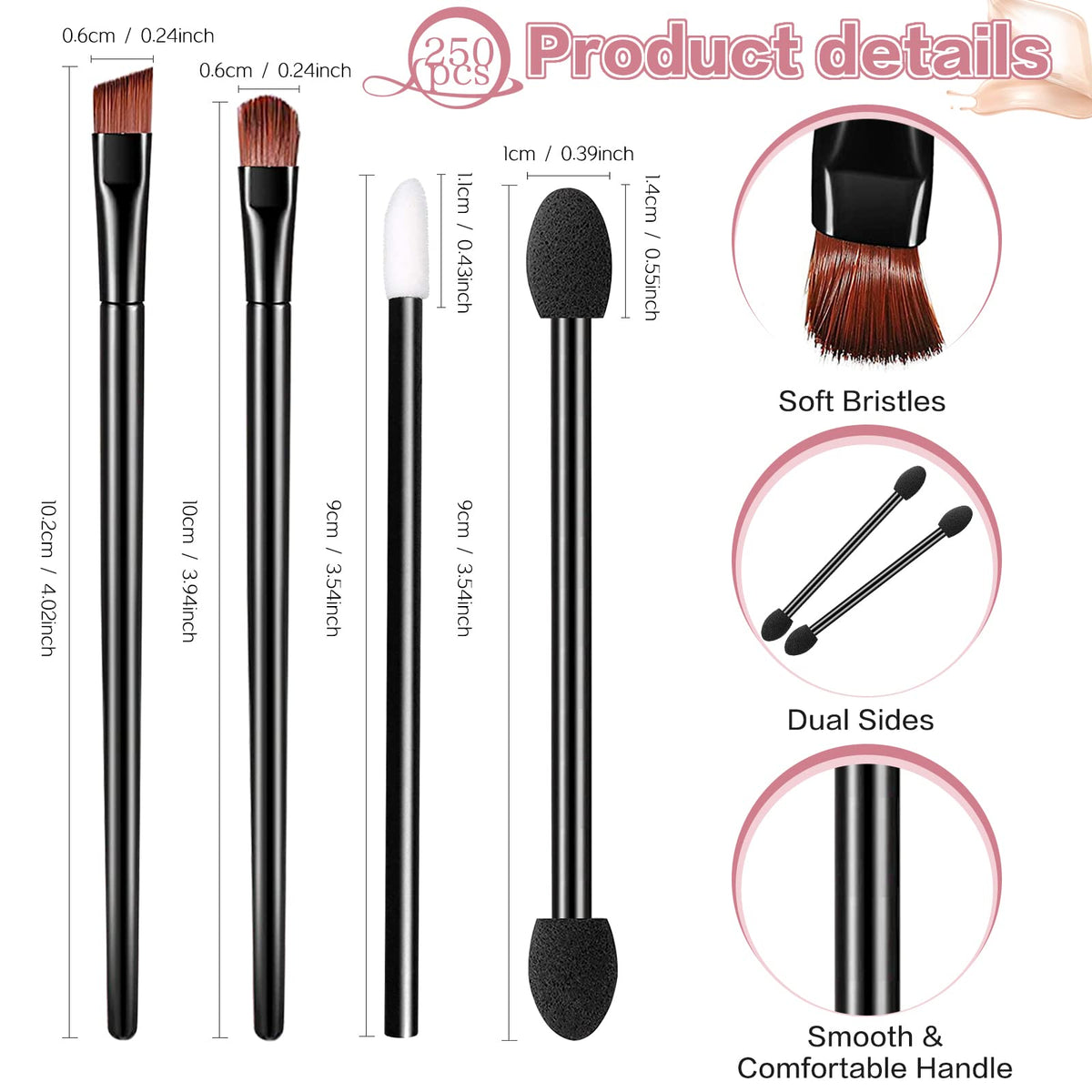 ULENDIS round eyebrow brush for smooth blending and even pigment