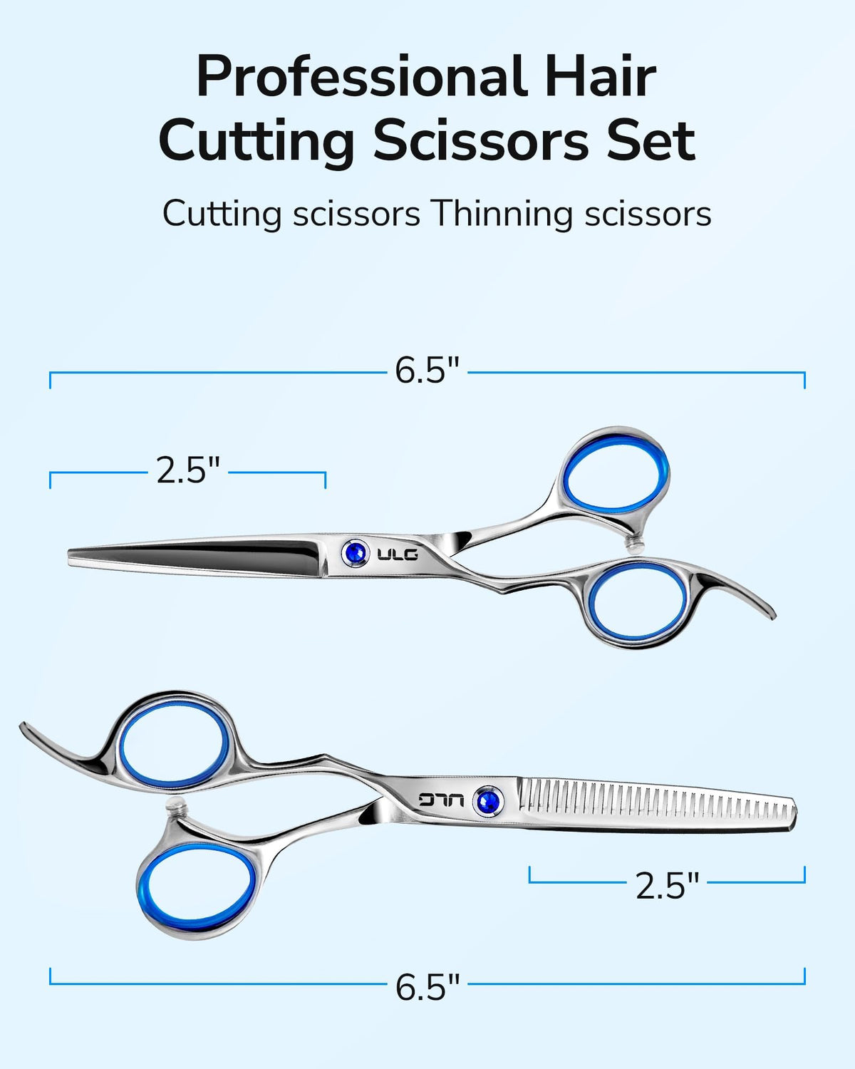 ULG 6.5 inch barber scissors versatile for beginners and professionals