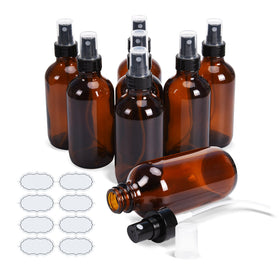 ULG fine mist sprayers on amber glass bottle for travel-friendly aromatherapy use.