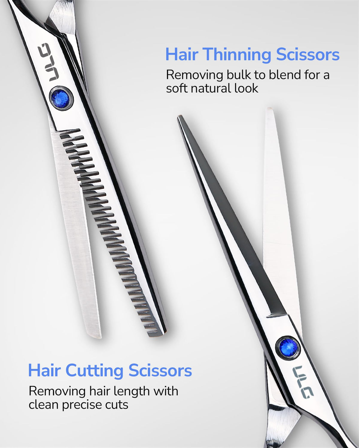 ULG hair cutting scissors razor edge closeup for razor-sharp precision.