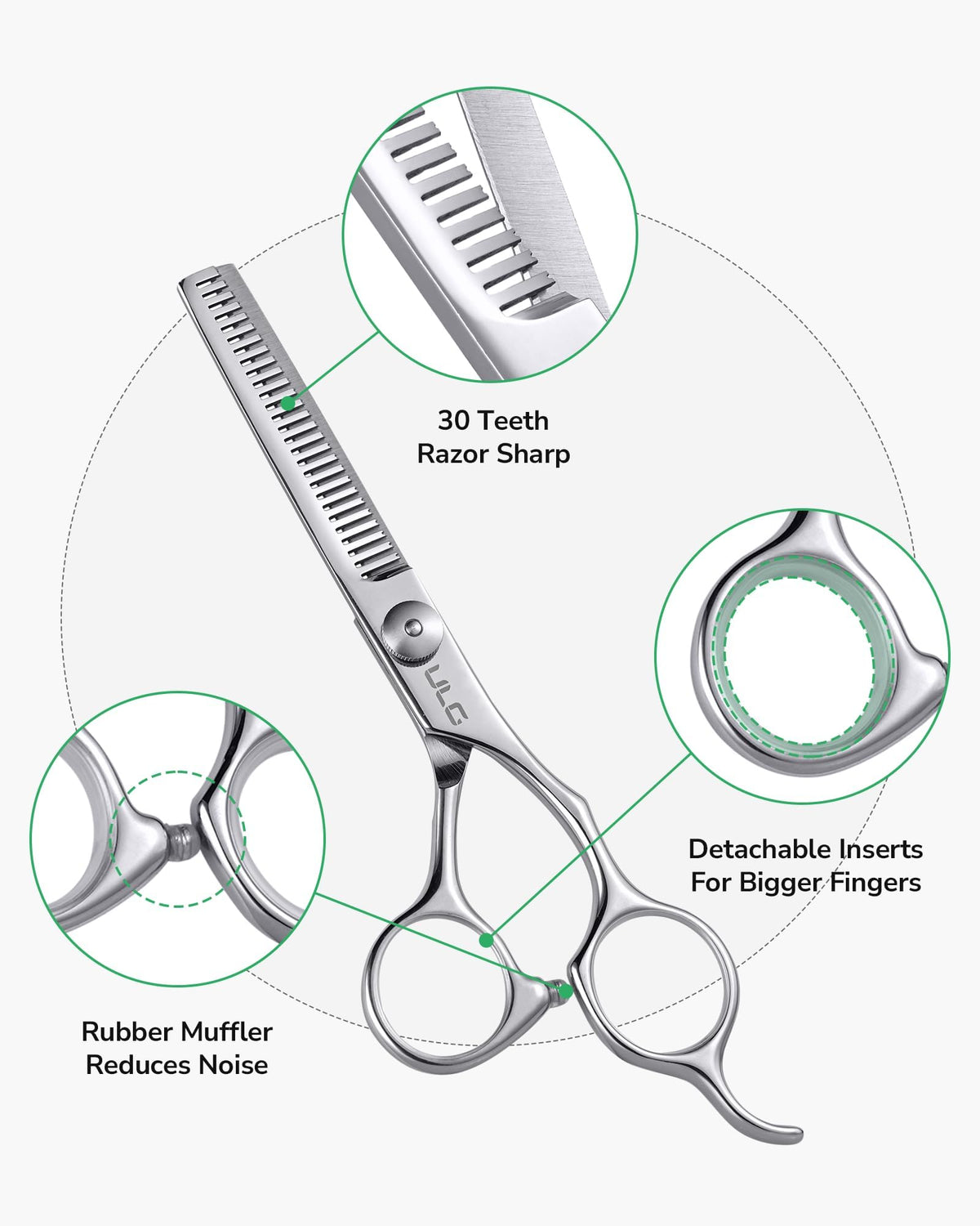ULG thinning scissors blue sapphire pivot adds professional aesthetics