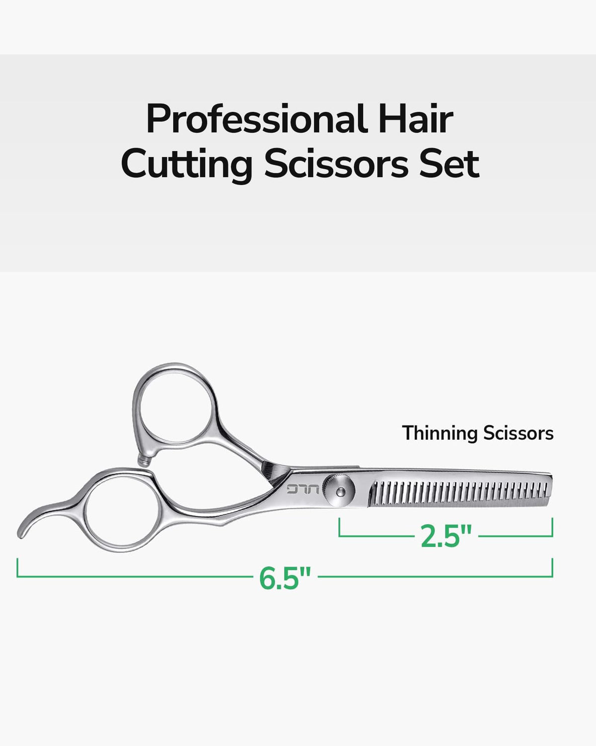 ULG thinning scissors ergonomic offset grip reduces thumb strain