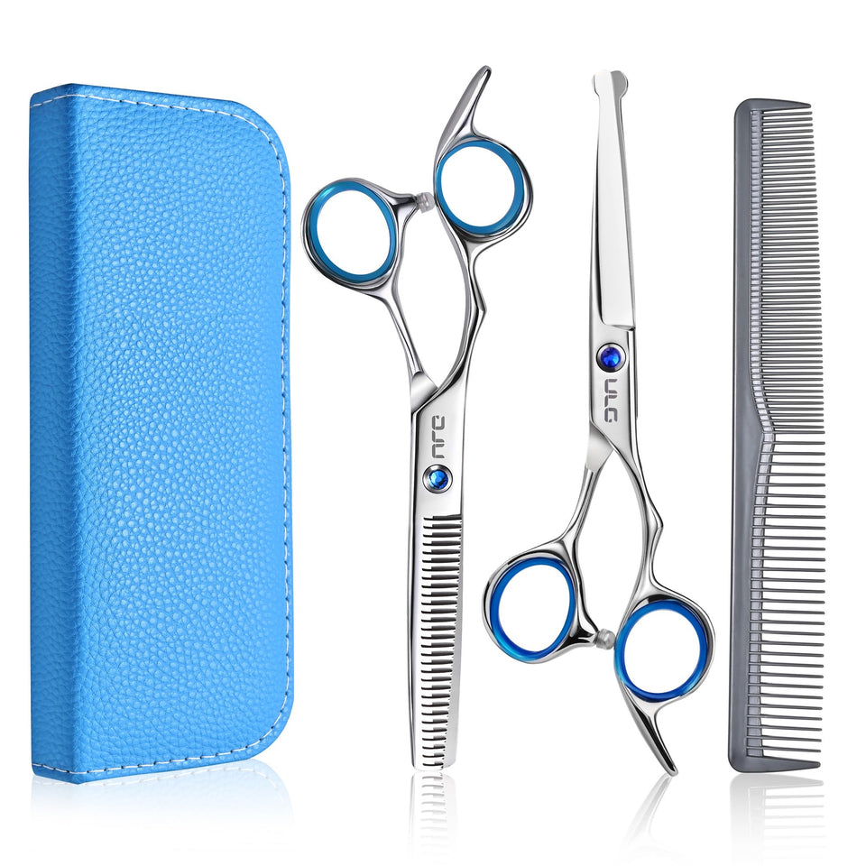 ULG kids hair cutting scissors with round tip for safe home trims.