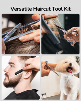 ULG kit image showing scissors and thinning shears for professional home styling.