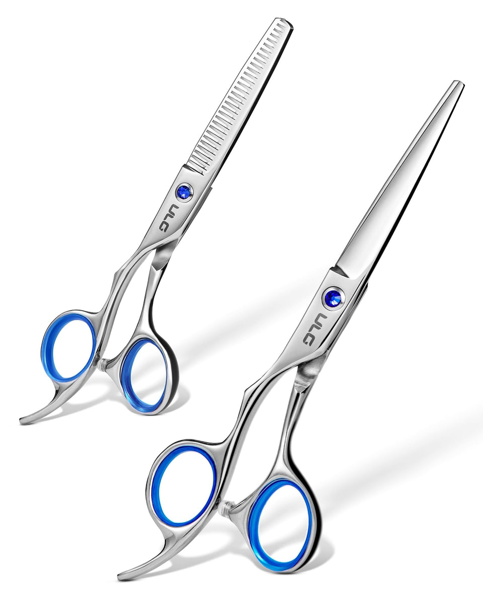 ULG left-handed hair cutting scissors for precise cuts and comfort