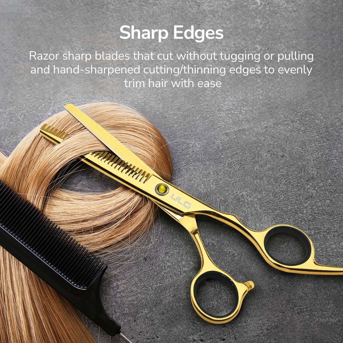 ULG professional ergonomic offset handle reduces wrist strain during styling