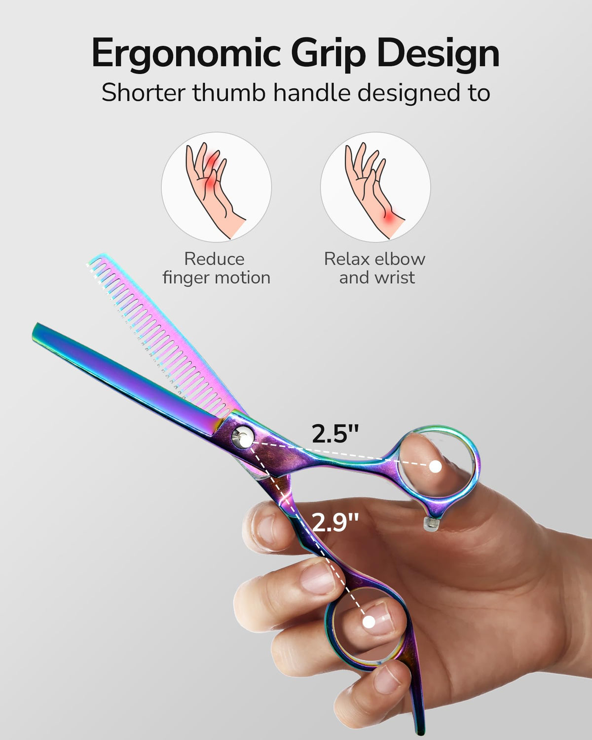 ULG off-set grip reduces wrist strain during long sessions