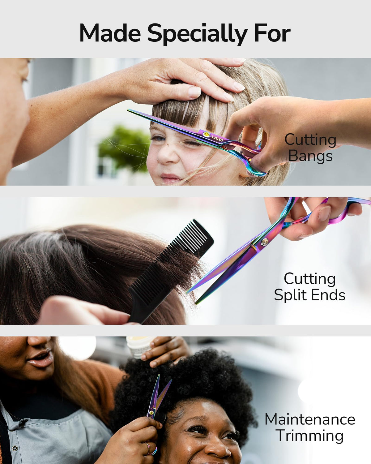 ULG ideal for salon and home use, versatile for bangs and layers