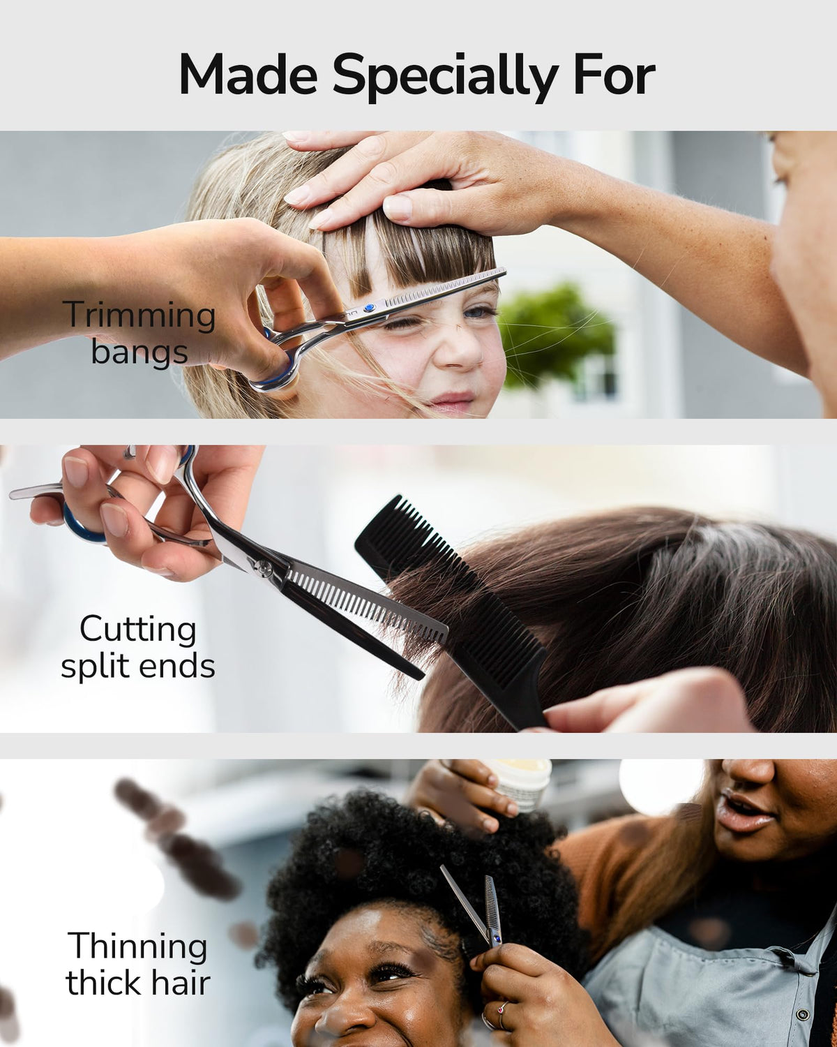 ULG salon texturizing scissors ergonomic design for controlled thinning.