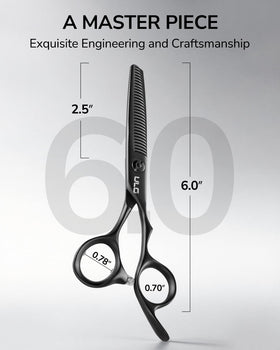ULG Texturizing Shears ergonomic offset handles reduce wrist strain.