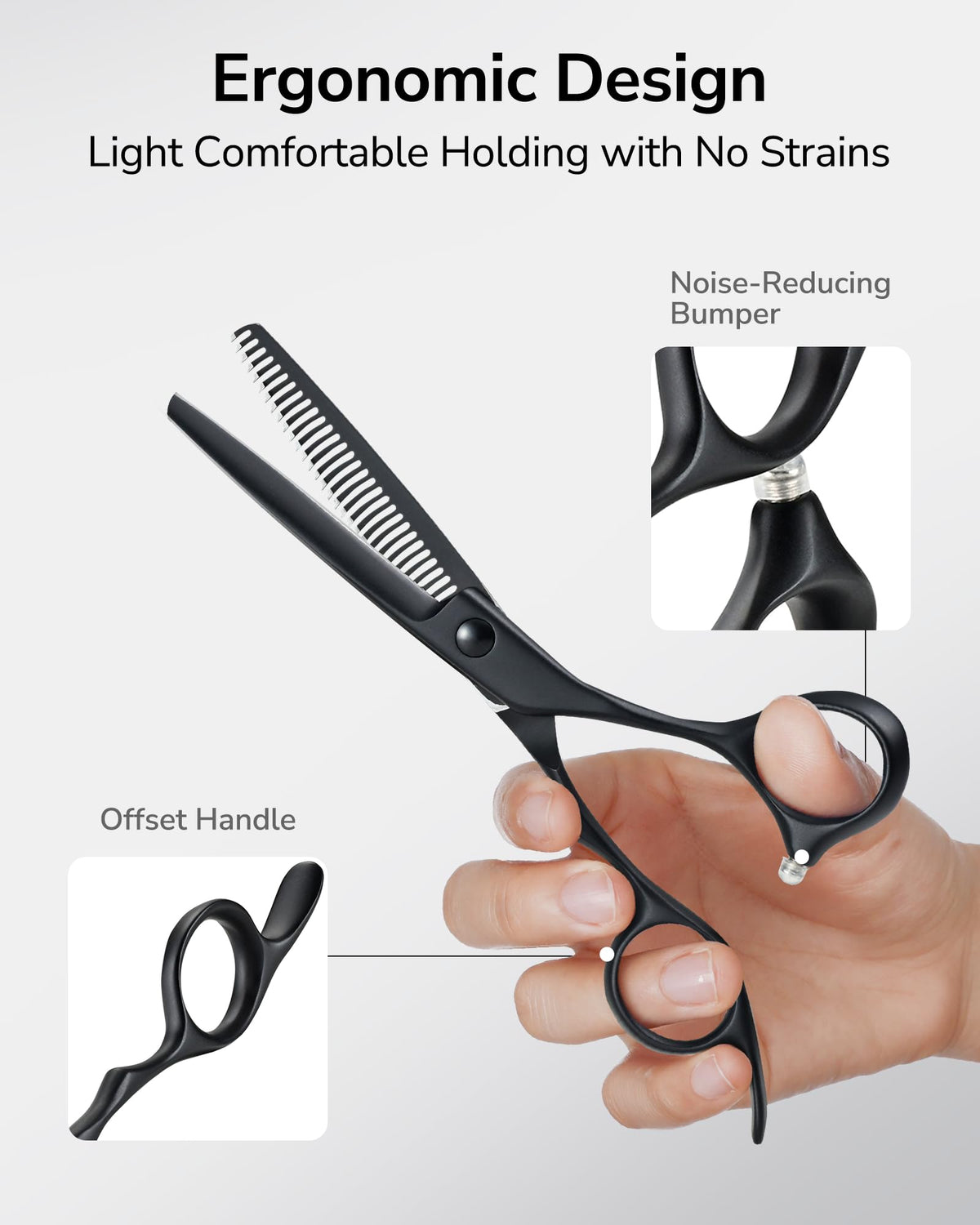ULG Texturizing Shears laser-cut 6CR stainless steel for consistent edge.