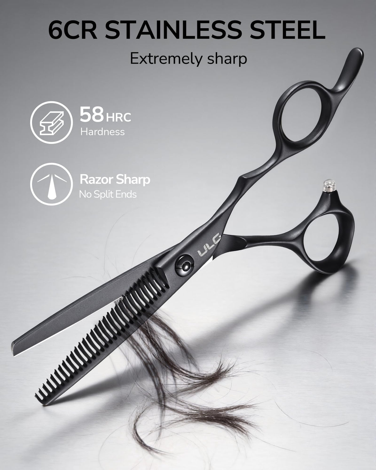 ULG Texturizing Shears with matte black Teflon coating for a secure grip.