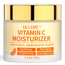 ulluxe Vitamin C face moisturizer bottle-front showing brightening formula for radiant skin