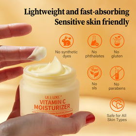 Post-application glow from ulluxe Vitamin C moisturizer on the skin