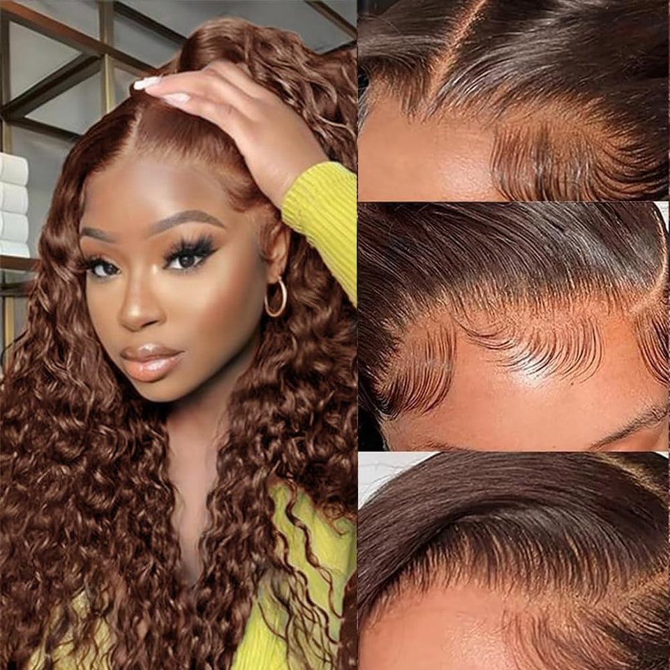 ULOVE HAIR chocolate brown HD lace front wig, 20 inch, natural parting option.