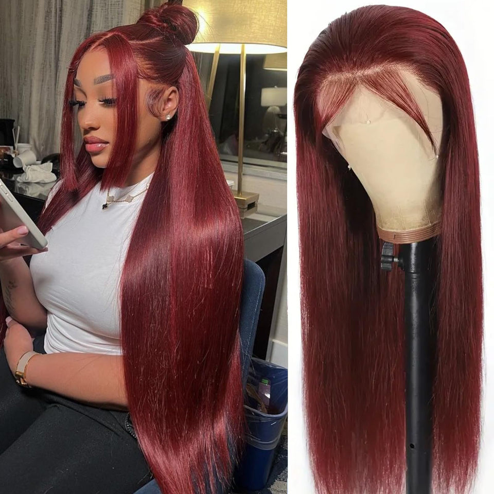 ULRICA 99J burgundy lace-front wig 26-inch for versatile styling and natural hairline