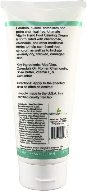 Made in USA UltimateVitality Hand Foot Cream packaging highlights quality.