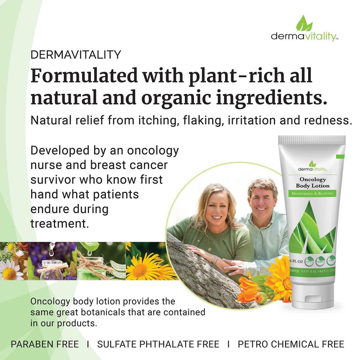 UltimateVitality Oncology Cream ingredients panel, plant-based botanicals nourish skin