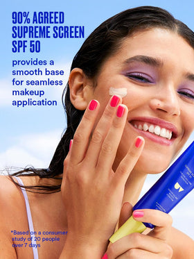 Model skin with Ultra Violette Supreme Screen for a luminous finish.
