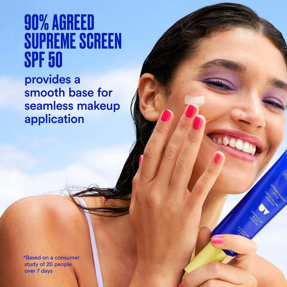 Close-up of Ultra Violette Supreme Screen protecting from UVA/UVB rays.