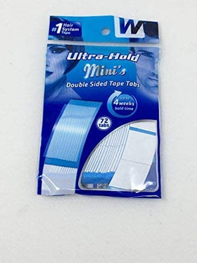 Ultrahold Ultra Hold Mini Tabs applied along the hairline for secure attachment.