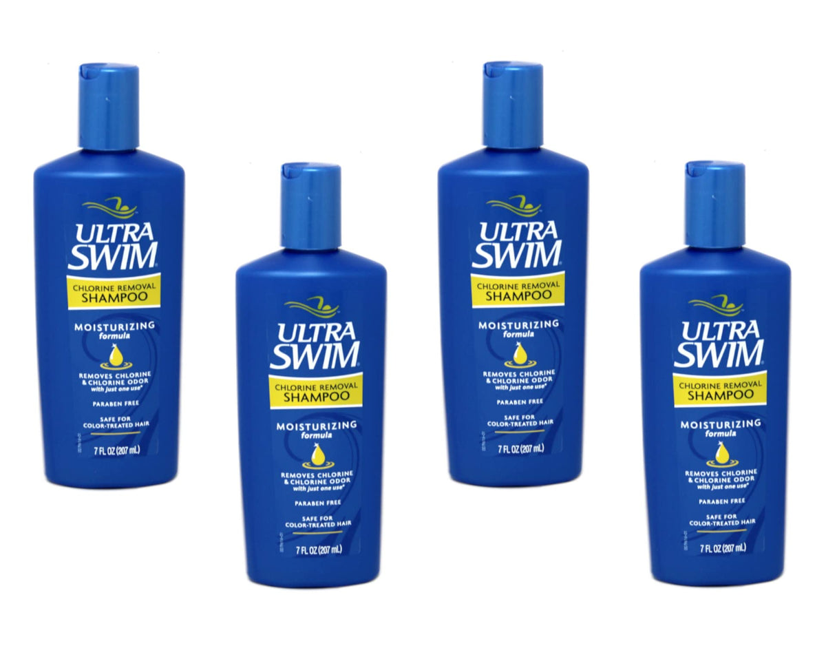 UltraSwim Chlorine Removal Moisturizing Shampoo bottle provides chlorine-free hair protection.