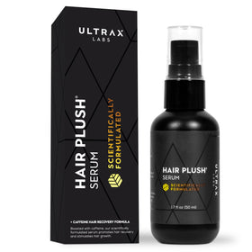 Ultrax Labs Hair Plush Serum bottle with label for at-home use.