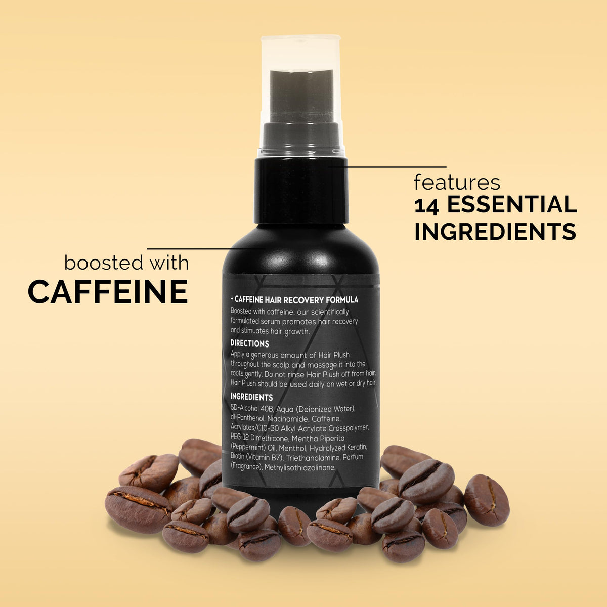 Ultrax Labs Hair Plush Serum pump-action for easy daily application.