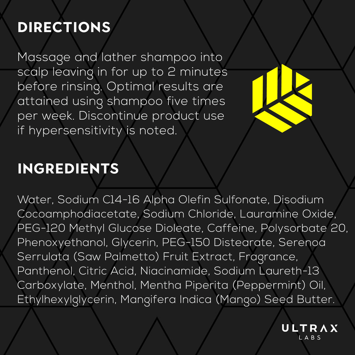 Foamy lather from Ultrax Labs Hair Surge enhances scalp cleansing.