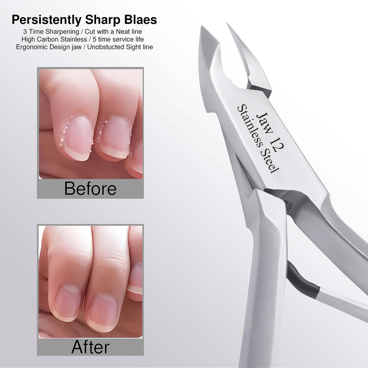 UM Supplies Cuticle Trimmer hangnail remover action enables precise edge cleaning.